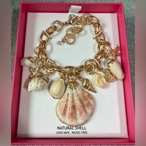 House of Harlow 1960 Gold Tone Shell Charm Bracelet